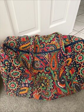 Vera Bradley Paisley Quilted Duffel - Navy, Red, Orange, Green